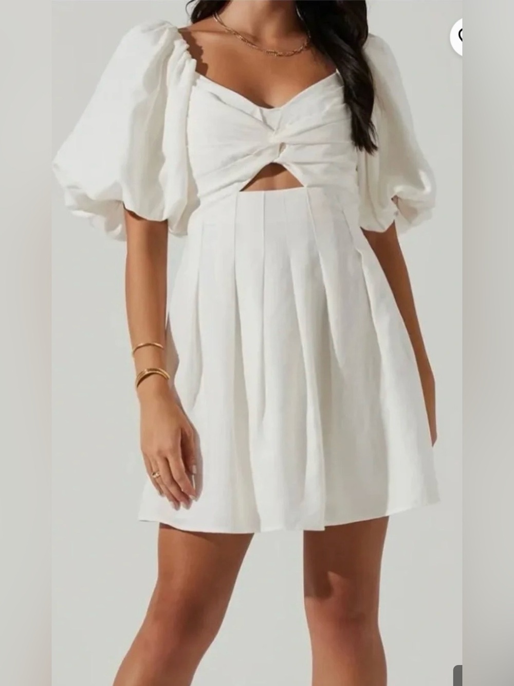 New Astr The Label Serilda Mini Dress Puff Sleeve Smocked Back Size XL